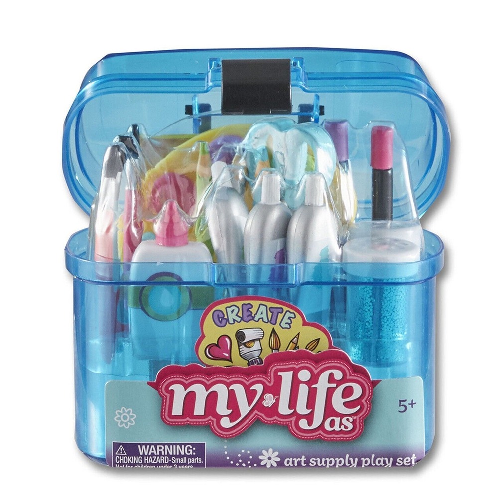 My Life As Art Supply Playset 18" Doll Case Bin Tool 22 Pieces AG